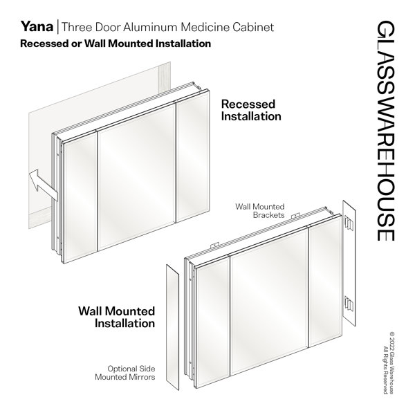 Glass Warehouse Recessed Frameless 3 Doors Medicine with